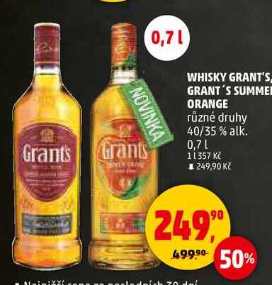 GRANT'S SUMMER ORANGE různé druhy 40/35% alk., 0,7 l 