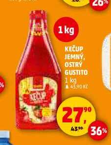 KEČUP JEMNÝ, OSTRÝ GUSTITO, 1 kg  