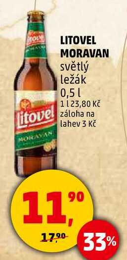 LITOVEL MORAVAN světlý ležák, 0,5 l