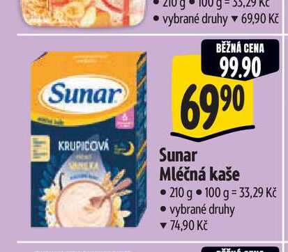  Sunar Mléčná kaše 210 g 