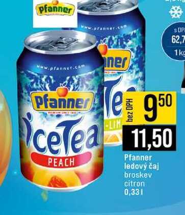 Pfanner ledový čaj broskev citron 0,33l