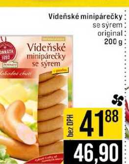 Videňské minipárečky se sýrem original 200 g
