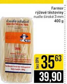 Farmer rýžové těstoviny nudle široké 3 mm 400 g