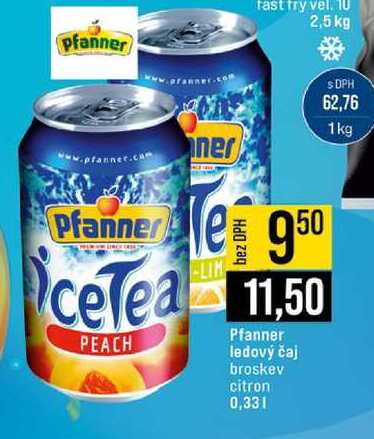 Pfanner ledový čaj broskev citron 0,33l