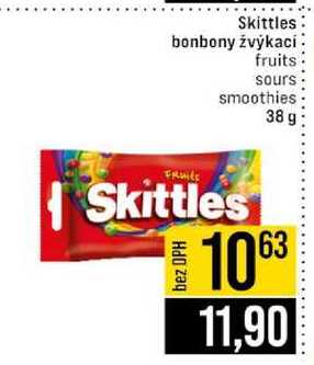 Skittles bonbony žvýkací fruits sours smoothies 38g