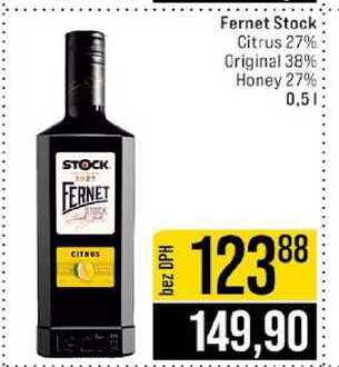 Fernet Stock Citrus 27% Original 38% Honey 27% 0,5l