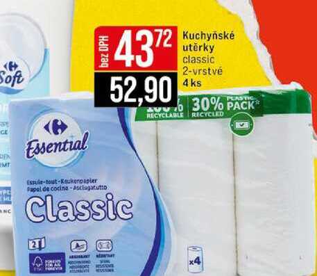 Kuchyňské utěrky classic 2-vrstvé 4 ks 