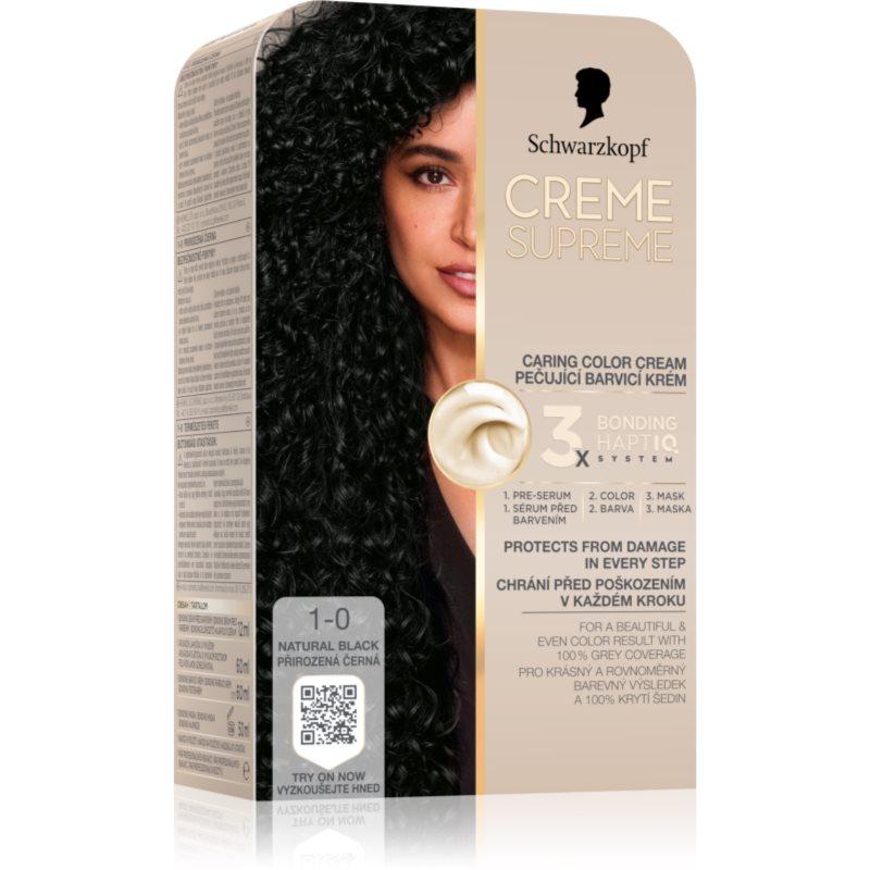 Schwarzkopf Creme Supreme permanentní barva na vlasy odstín 1-0 Přirozená černá 60 ml