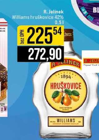 R. Jelínek Williams hruškovice 42% bez DPH 0.5l