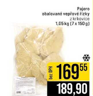 Pajero obalované vepřové řízky z krkovice 1,05 kg (7 x 150 g) 
