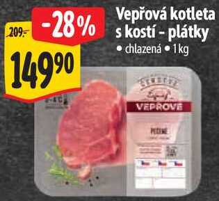Vepřová kotleta s kostí - plátky, 1 kg