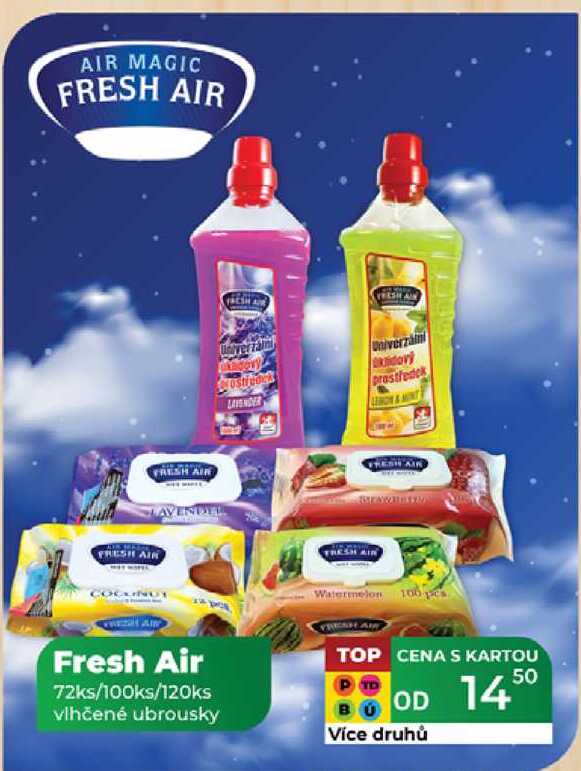 Fresh Air 72ks/100ks/120ks vlhčené ubrousky 