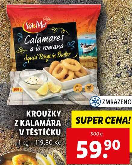 KROUŽKY Z KALAMÁRA V TĚSTÍČKU, 500 g