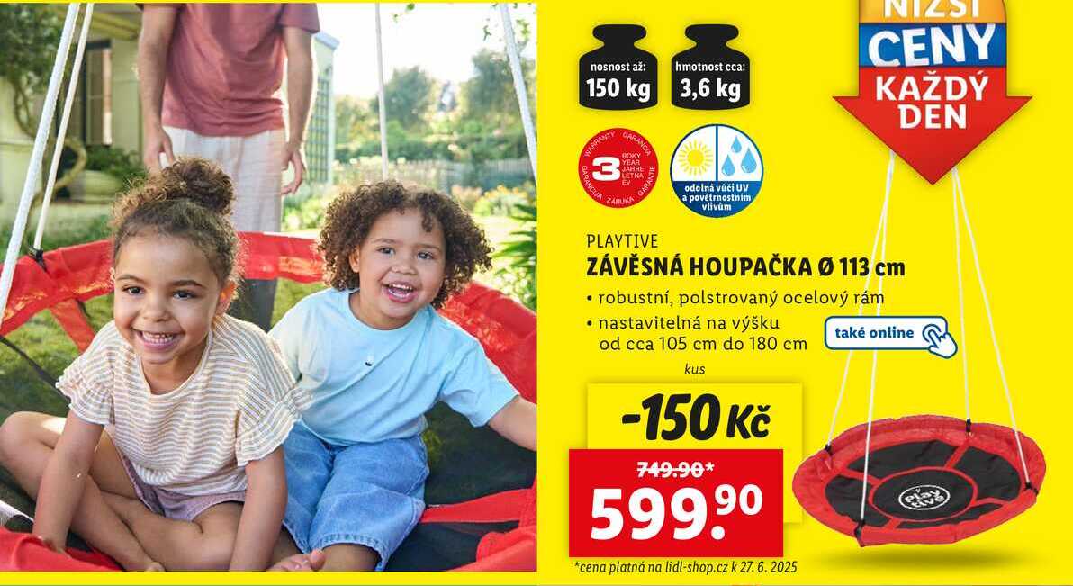 ZÁVĚSNÁ HOUPAČKA Ø 113 cm 
