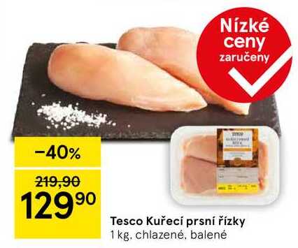 Tesco Kuřecí prsní řízky, 1 kg, chlazené, balené 