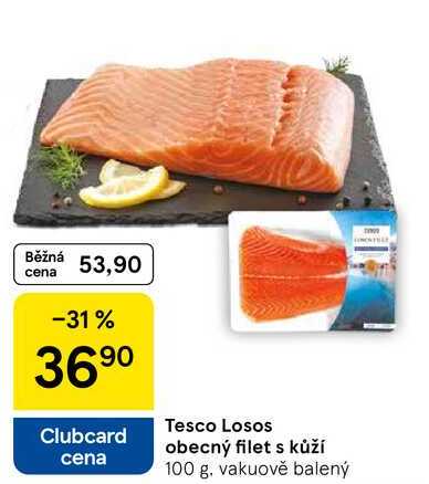 Tesco Losos obecný filet s kůží, 100 g