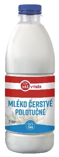 VÁŠ VÝBĚR Mléko čerstvé polotučné 1,5%, 100 ml