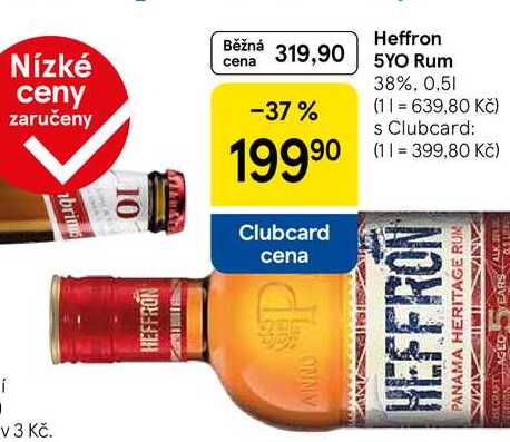 Heffron 5YO Rum 38%, 0.5 l
