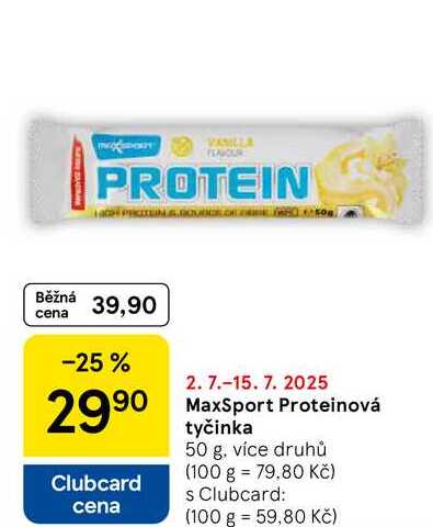 MaxSport Proteinová tyčinka, 50 g, více druhů 