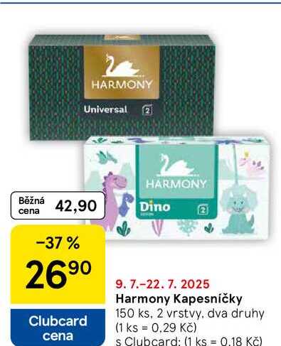 Harmony Kapesníčky, 150 ks, 2 vrstvy, dva druhy 