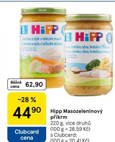 Hipp Masozeleninový příkrm, 220 g, více druhů 