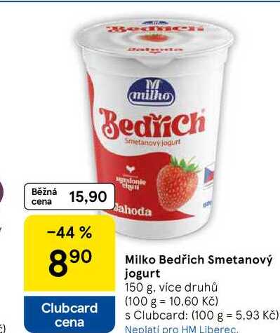 Milko Bedřich Smetanový jogurt, 150 g, více druhů 