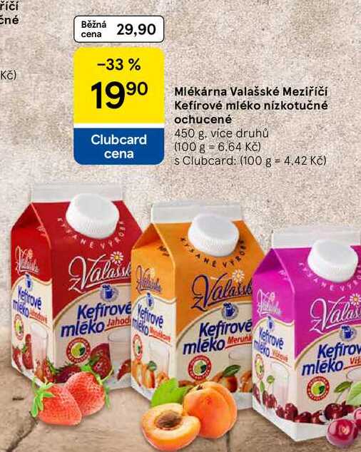 Mlékárna Valašské Meziříčí Kefírové mléko nízkotučné ochucené, 450 g 