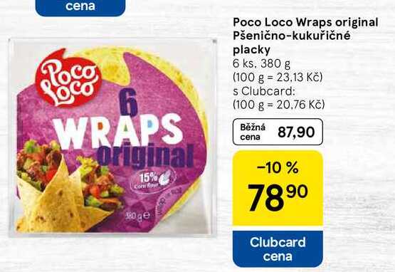 Poco Loco Wraps original Pšenično-kukuřičné placky, 6 ks, 380 g  