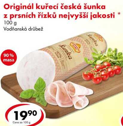 Originál kuřecí česká šunka z prsních řízků nejvyšší jakosti, 100 g