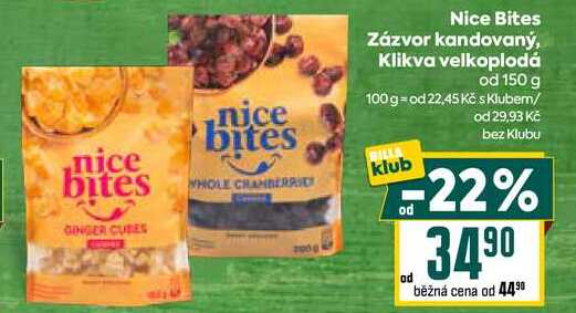 Nice Bites Zázvor kandovaný, Klikva velkoplodá od 150 g