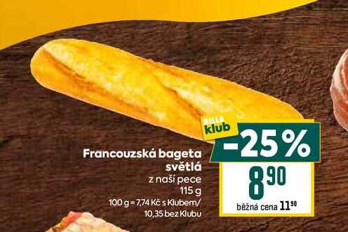 Francouzská bageta světlá z naší pece 115 g 