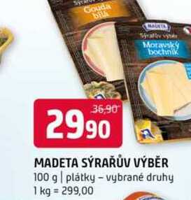 Madeta sýrařův výběr 100 g plátky vybrané druhy