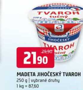 Madeta Jaroměřický tvaroh 250g, vybrané druhy