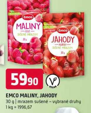 Emco maliny jahody 30 g mrazem sušené vybrané druhy 