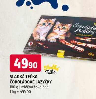 Sladká tečka mléčná čokoláda Cokoládo jazýčky 100 g 