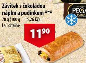 Závitek s čokoládou náplní a pudinkem, 78 g 