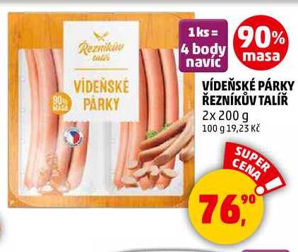 VÍDEŇSKÉ PÁRKY ŘEZNÍKŮV TALÍŘ, 2x 200 g 