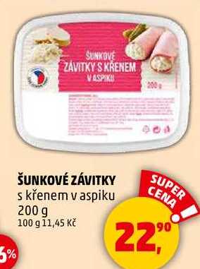 ŠUNKOVÉ ZÁVITKY s křenem v aspiku, 200 g