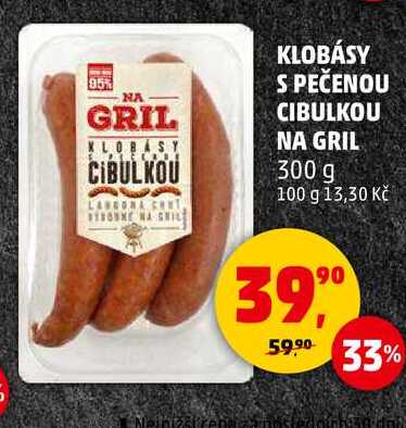 KLOBÁSY S PEČENOU CIBULKOU NA GRIL, 300 g 