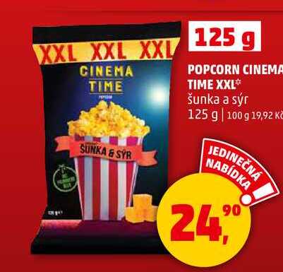 POPCORN CINEMA TIME XXL šunka a sýr, 125 g  