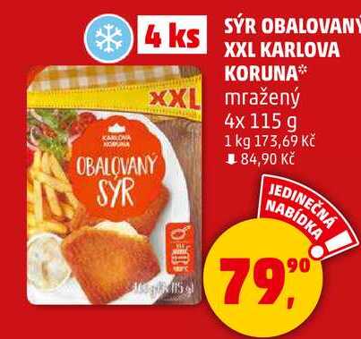 SÝR OBALOVANÝ XXL KARLOVA KARLONA mražený, 4x 115 g 