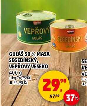 GULÁŠ 50% MASA SEGEDÍNSKÝ, VEPŘOVÝ VESEKO, 400 g  