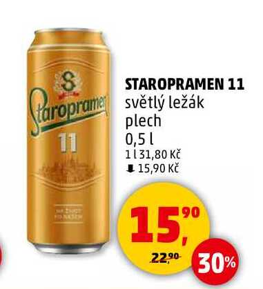 STAROPRAMEN 11 světlý ležák plech, 0,5 l