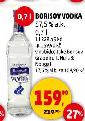 BORISOV VODKA 37,5% alk., 0,7 l
