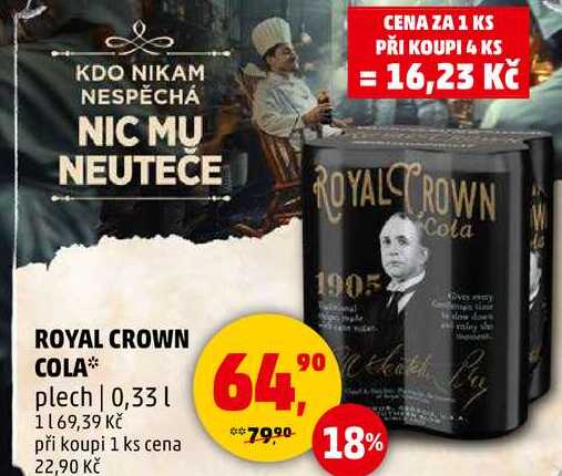 ROYAL CROWN COLA plech, 0,33 l