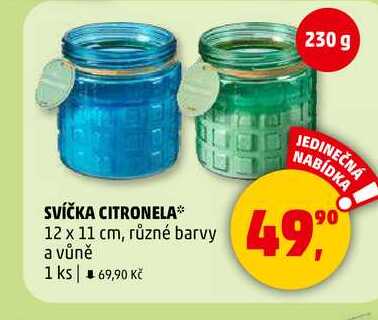 SVÍČKA CITRONELA 12 x 11 cm, různé barvy a vůně, 1 ks