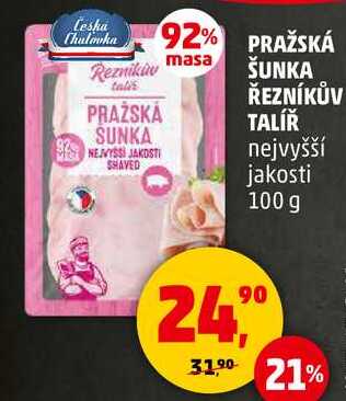 PRAŽSKÁ SUNKA ŘEZNÍKŮV TALÍŘ nejvyšší jakosti, 100 g  