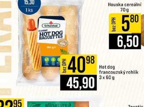 Hot dog francouzský rohlík 3 x 60 g