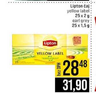Lipton čaj yellow label 25x2g earl grey 25 x 1,5g