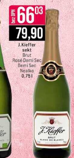 J.Kieffer sekt Brut Rosé Demi Sec Demi Sec Nealko 0,75l